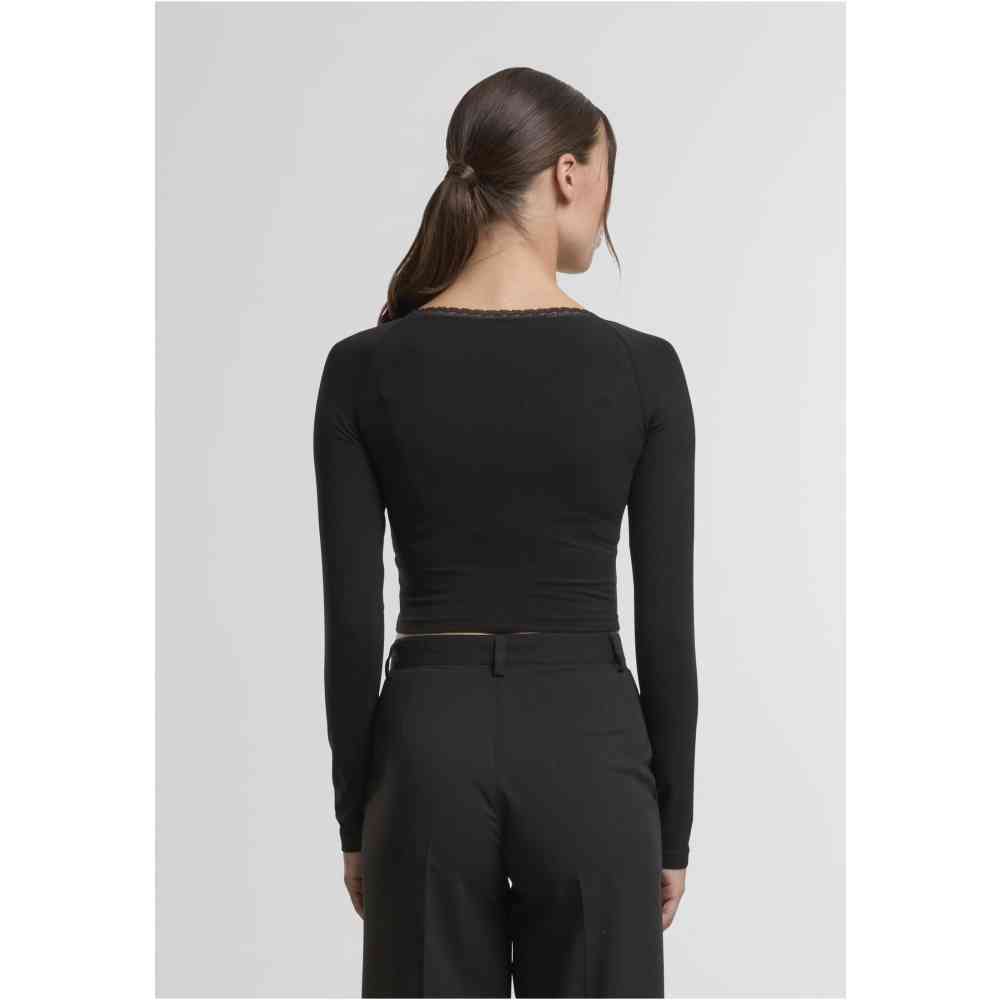 Urban Classics - Short longsleeve lace Top à manches longues - Noir